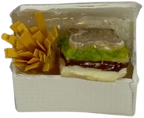 Scale model meal box, front view