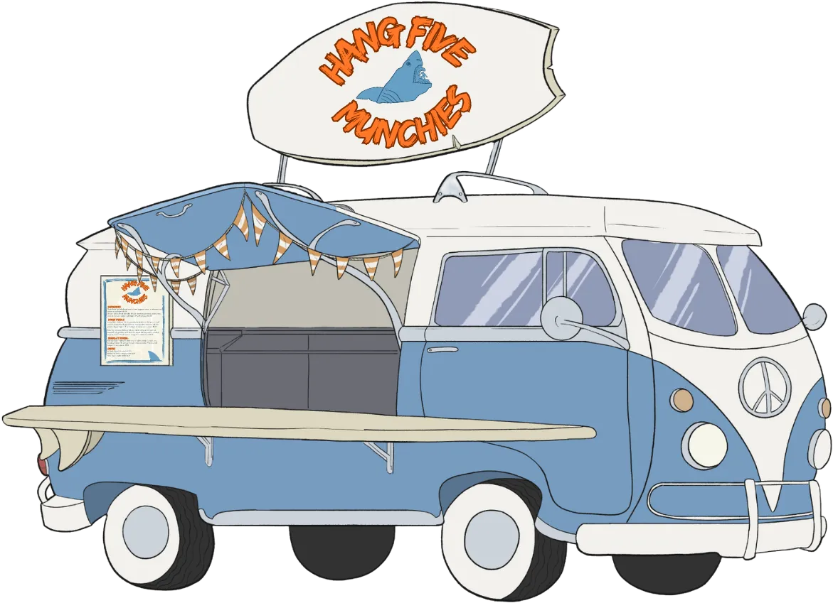 Hang Five Munchies Volkswagen bus food truck, exterior view