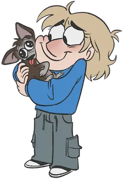 Illustration of Dani holding her little dog