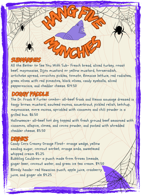 Hang Five Munchies Halloween seasonal menu